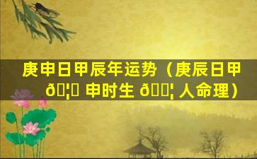 庚申日甲辰年运势（庚辰日甲 🦟 申时生 🐦 人命理）